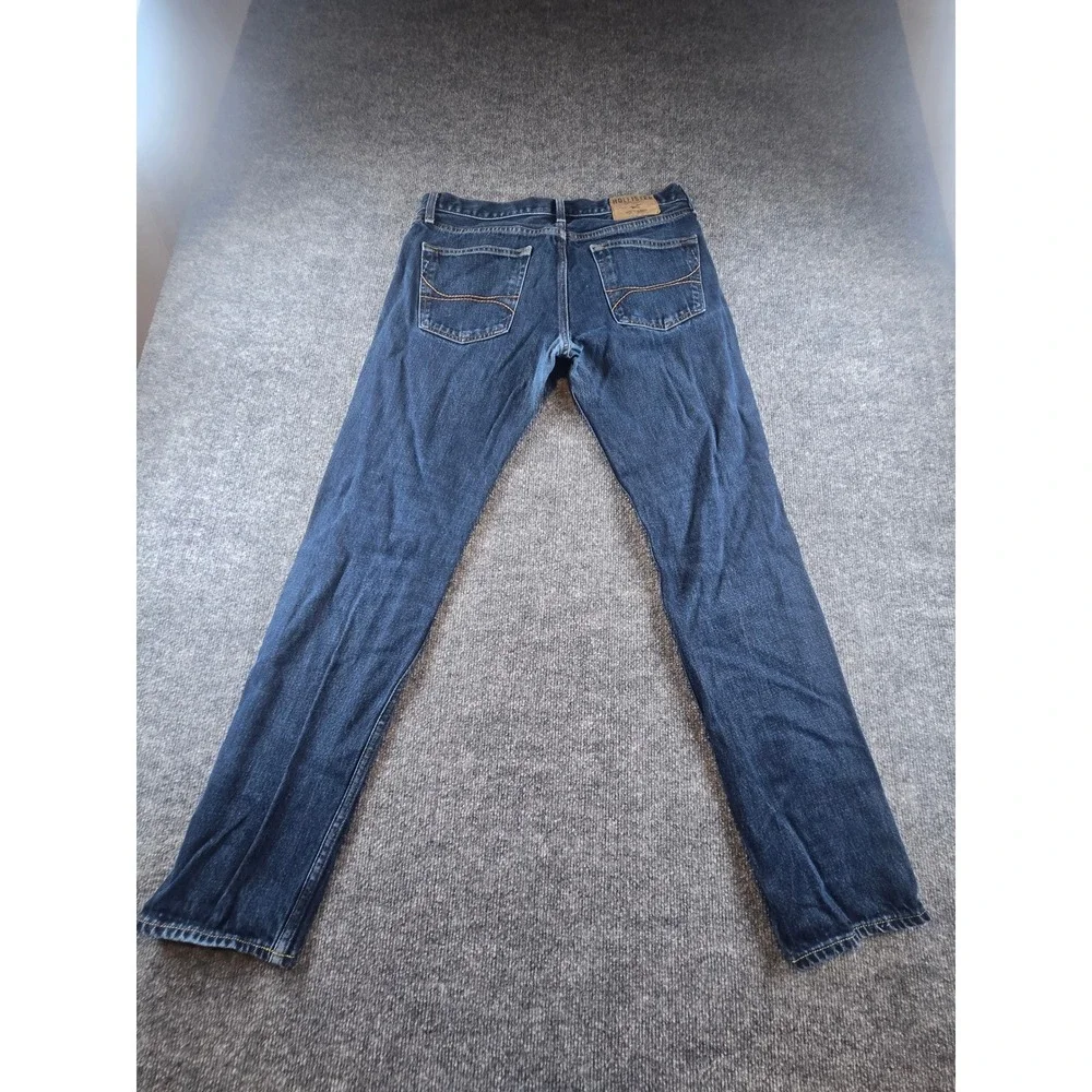 Hollister Skinny Jeans Mens 33x32 Dark Wash Button Fly Authentic Denim Blue